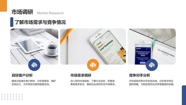 蓝色商务风大学生创业项目商业模式书PPT模板