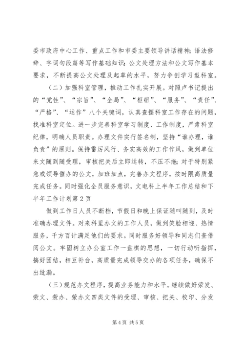 文电科上半年工作总结和下半年工作计划 (2).docx