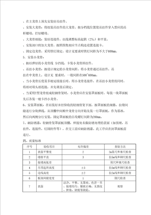 精装修工程天花吊顶施工技术交底