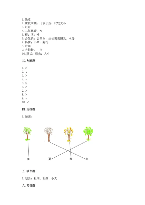 教科版一年级上册科学期末测试卷【预热题】.docx
