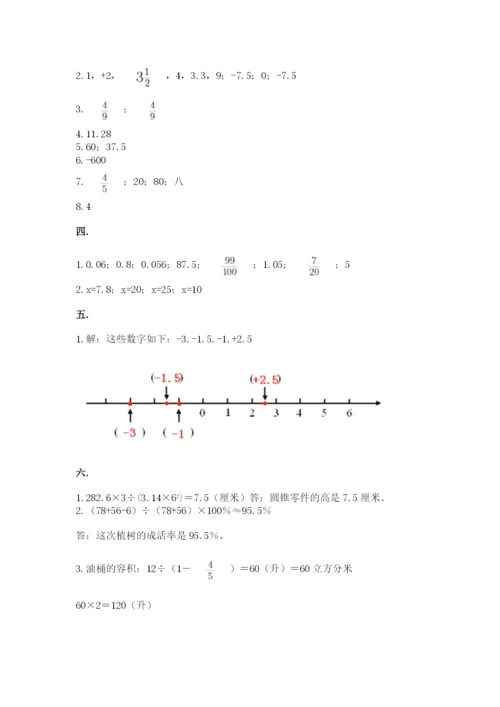 沪教版六年级数学下学期期末测试题及完整答案（夺冠系列）.docx
