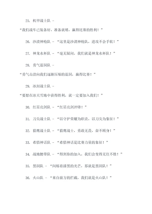 好听有特色的队名和口号