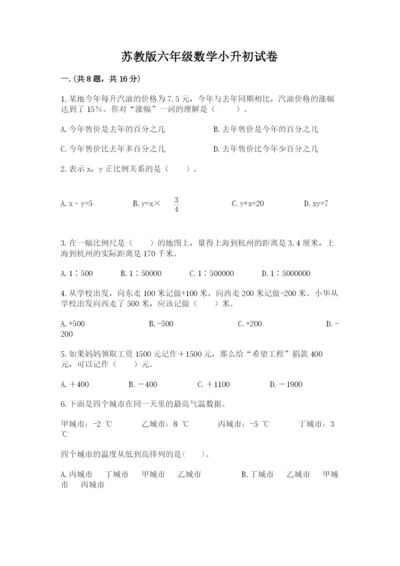 苏教版六年级数学小升初试卷附答案【黄金题型】.docx