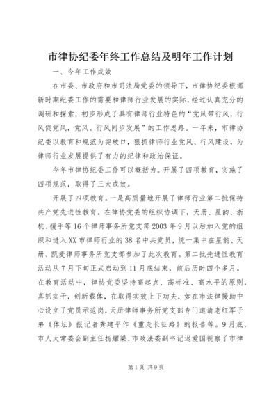 市律协纪委年终工作总结及明年工作计划.docx