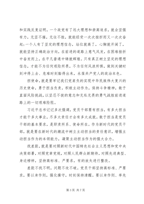 守初心担使命找差距抓落实思想汇报精选三篇.docx