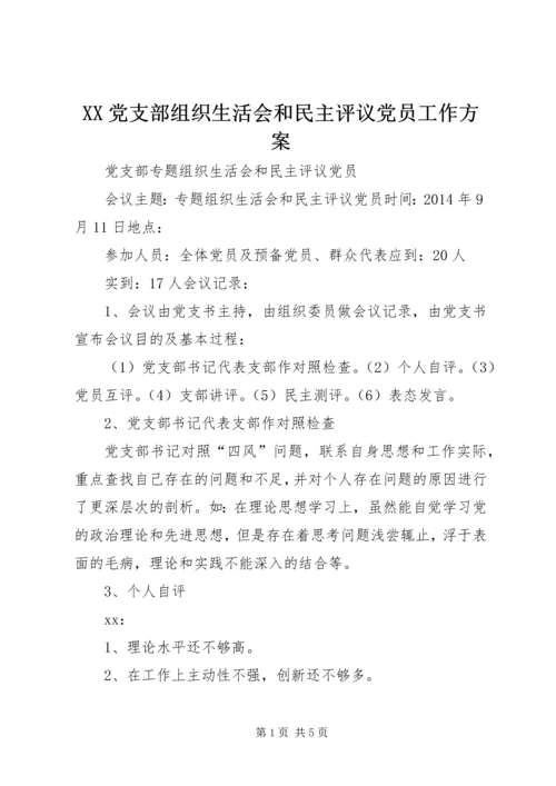 XX党支部组织生活会和民主评议党员工作方案 (4).docx