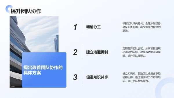 蓝色商务风季度团队绩效回顾与优化建议PPT模板