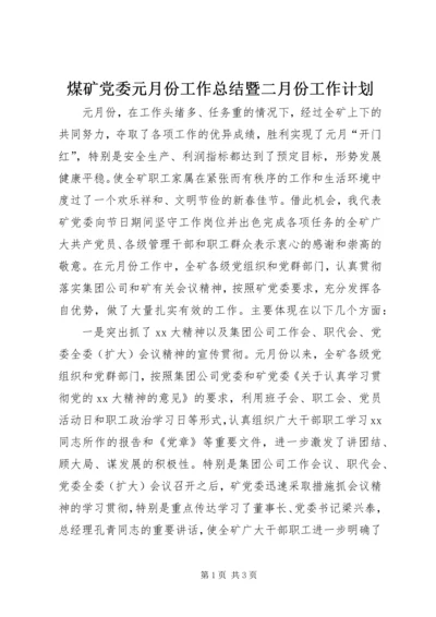 煤矿党委元月份工作总结暨二月份工作计划 (7).docx