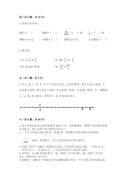 小学六年级数学摸底考试题及答案【易错题】.docx