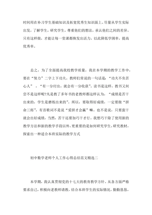 初中数学老师个人工作心得总结范文.docx