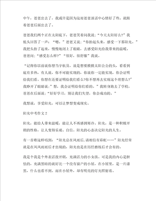 阳光中考作文