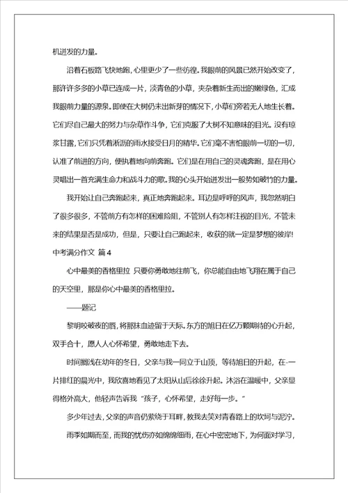 中考满分作文集合五篇