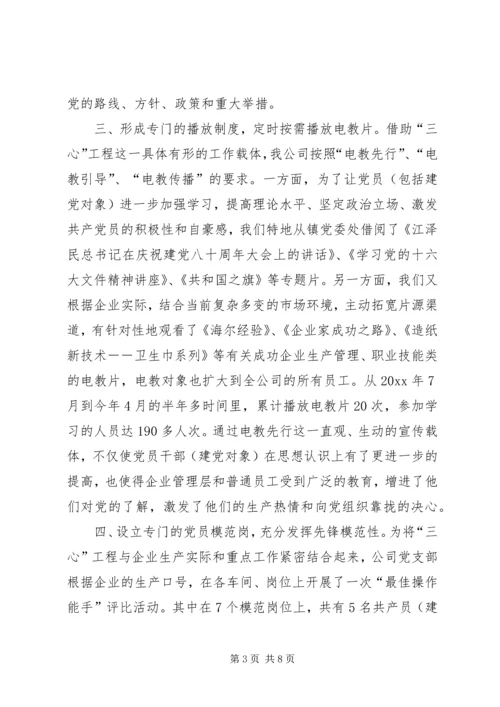 公司发展与党建并举电教先行引导三心保驾护航.docx