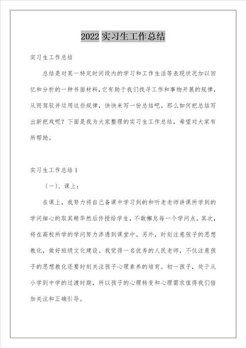 实习生工作总结24