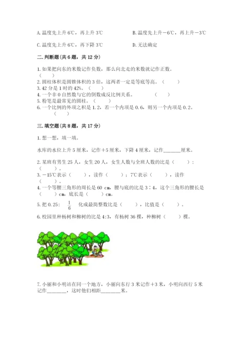 白银区六年级下册数学期末测试卷审定版.docx