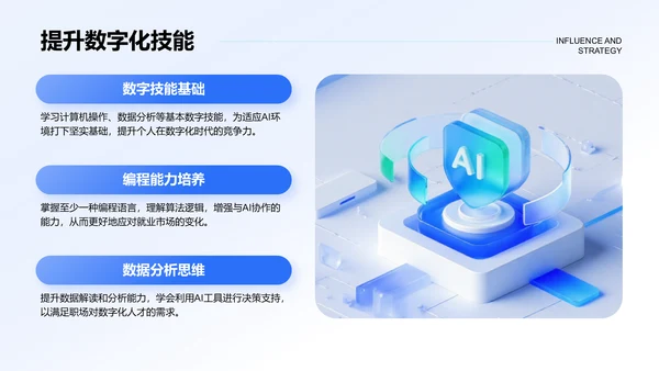 蓝色科技风人工智能对就业市场的影响与策略PPT模板