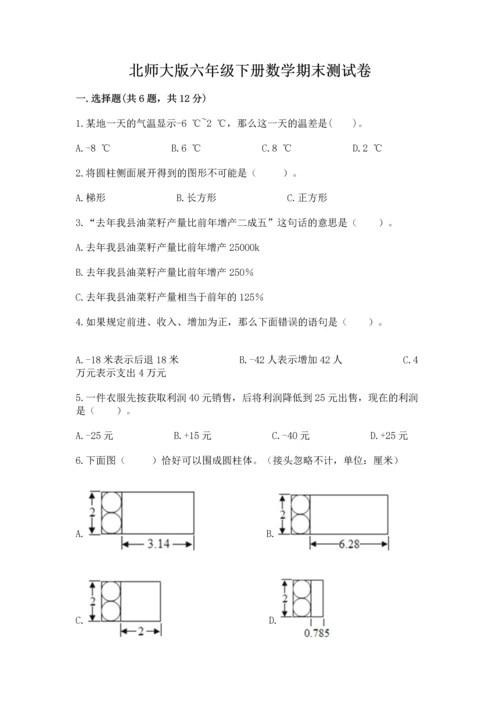 北师大版六年级下册数学期末测试卷附参考答案【轻巧夺冠】.docx