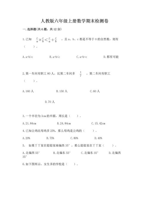 人教版六年级上册数学期末检测卷精品（各地真题）.docx