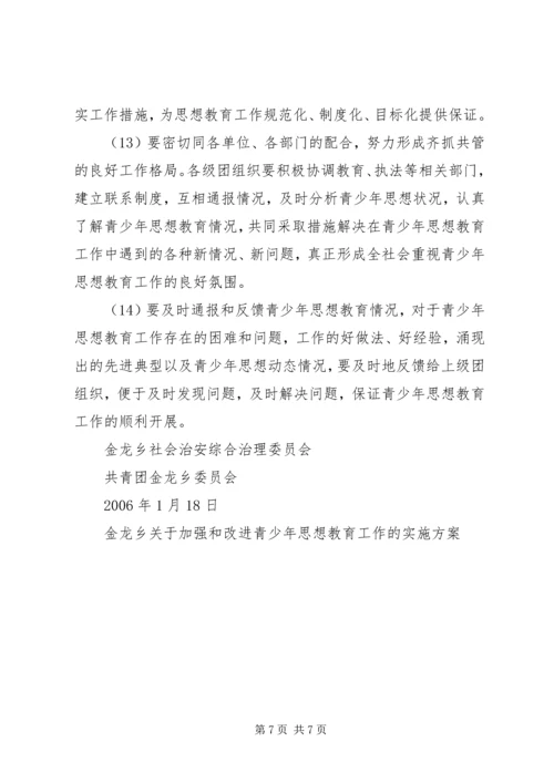 金龙乡关于加强和改进青少年思想教育工作的实施方案 (2).docx