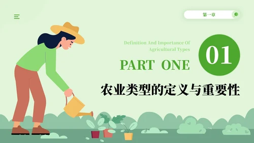 绿色插画风全球农业生产类型PPT模板