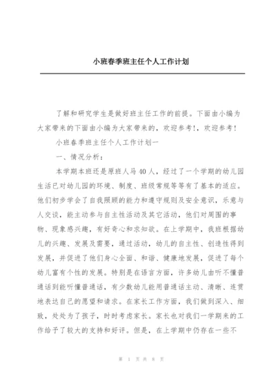 小班春季班主任个人工作计划.docx