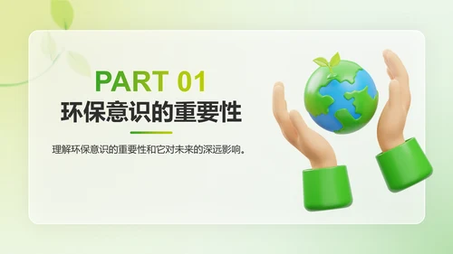 绿色3D风低碳环保倡议PPT模板