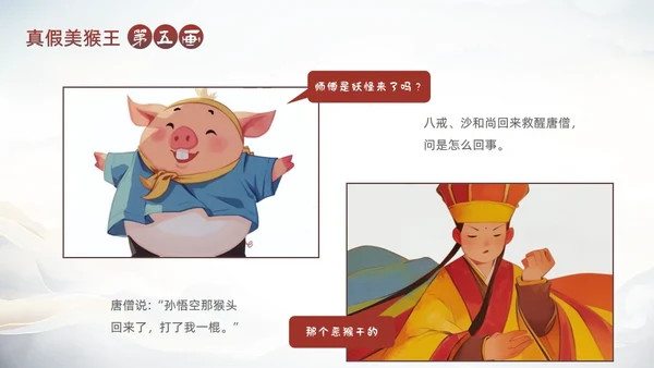 西游记真假美猴王的故事通用PPT模板