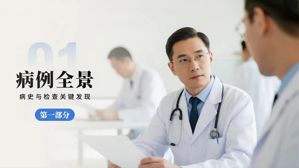 简约商务实景风医疗行业病例分析病例研讨PPT模板