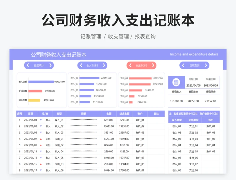 公司财务收入支出记账本
