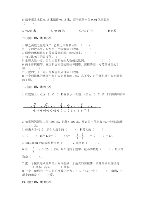 人教版六年级数学小升初试卷及完整答案【名校卷】.docx