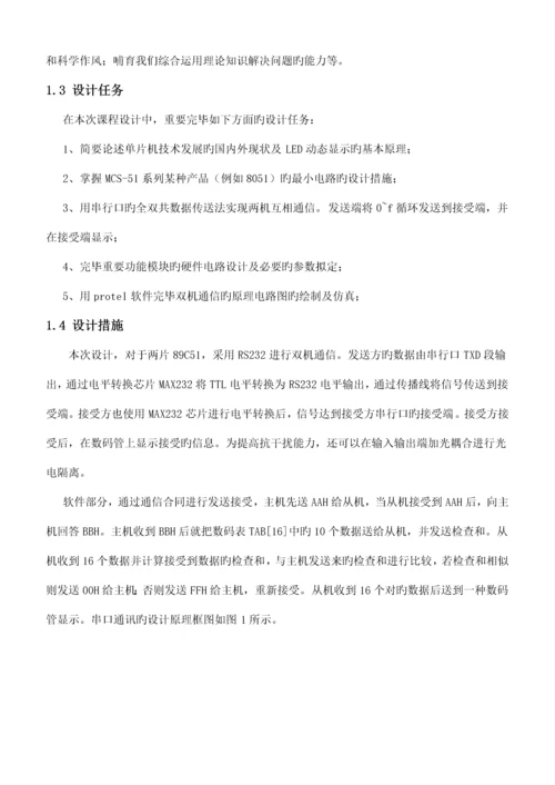 单片机的双机串口通信优质课程设计.docx