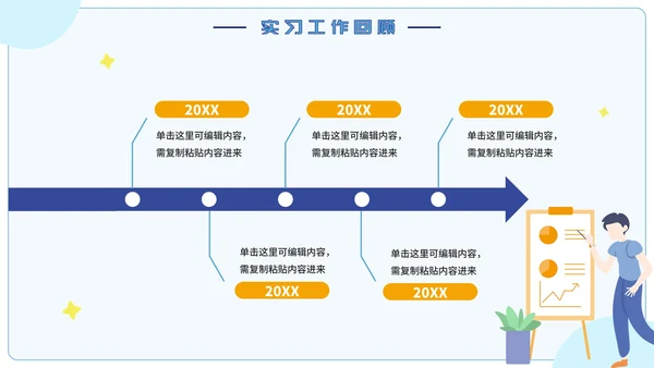 蓝色卡通实习期转正述职报告PPT模板