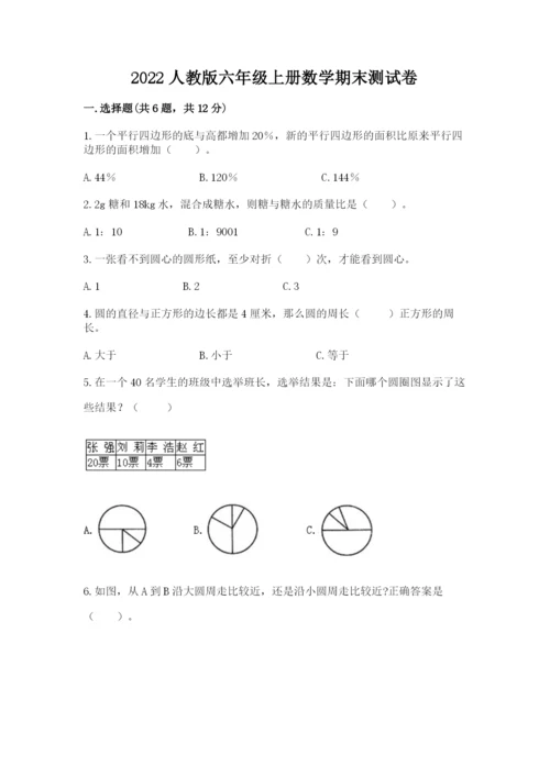 2022人教版六年级上册数学期末测试卷必考题.docx