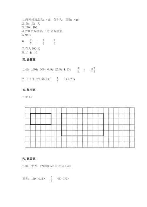 冀教版小学六年级下册数学期末综合素养测试卷及完整答案1套.docx