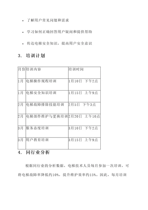 小区电梯每月培训计划