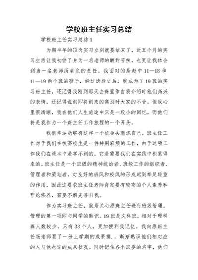 学校班主任实习总结