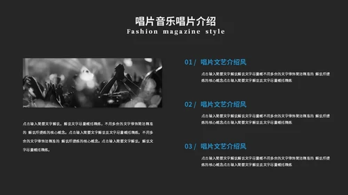 欧美风蓝调风音乐唱片公司介绍宣传ppt模板