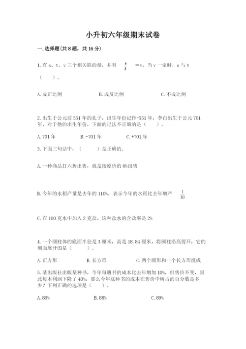 小升初六年级期末试卷（实用）.docx