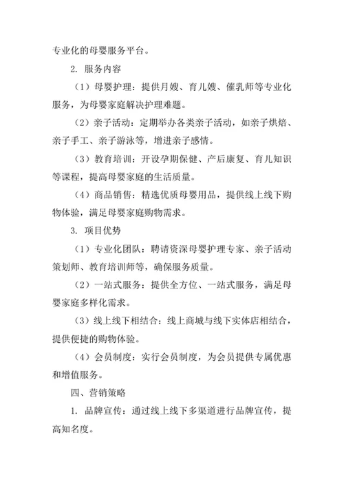 母婴服务创业计划书