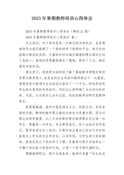 2023年暑期教师培训心得体会_1.docx