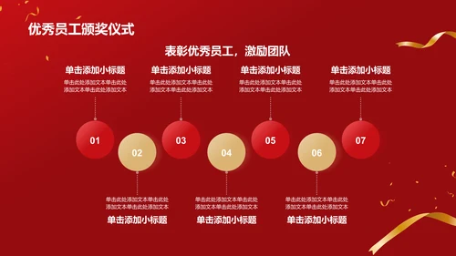 红色喜庆风优秀员工表彰PPT模板