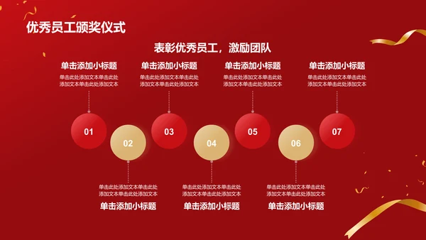 红色喜庆风优秀员工表彰PPT模板