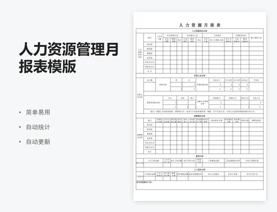 人力资源管理月报表模版