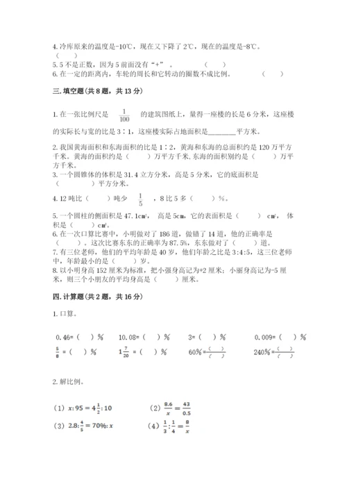 北宁市六年级下册数学期末测试卷精选.docx