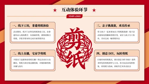 红色喜庆劳动节剪纸营销PPT模板