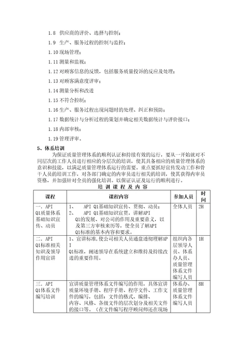 API质量管理体系贯标诊断及策划