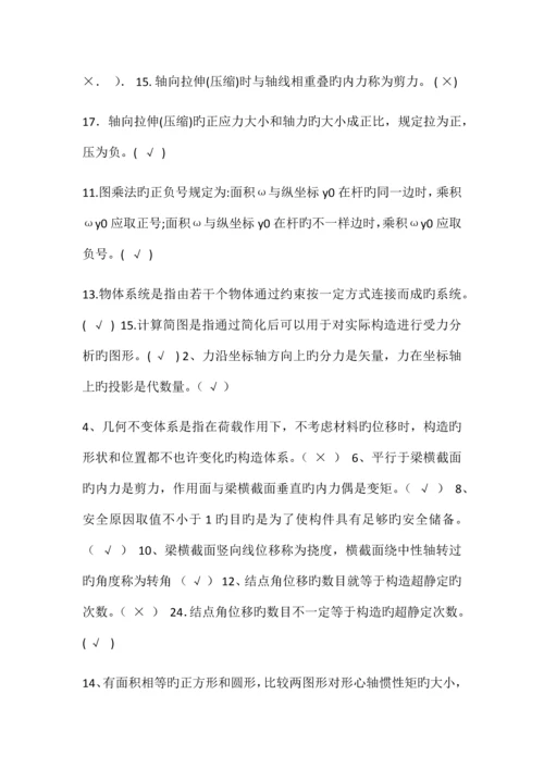 2023年建筑力学电大汇总.docx