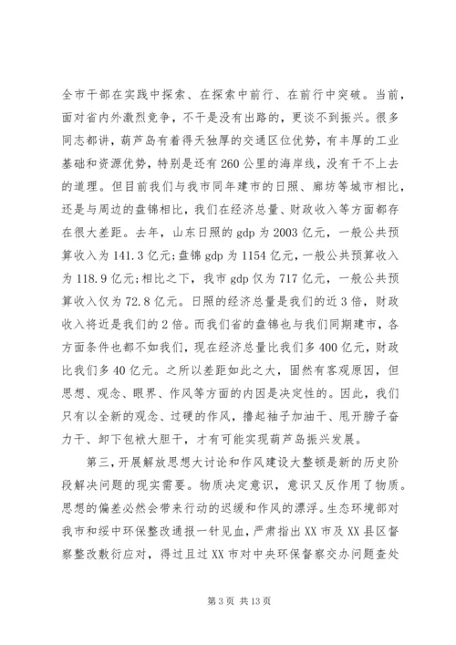 在解放思想暨作风建设大会上的讲话.docx