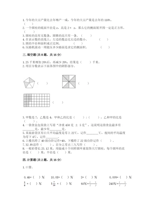 平湖市六年级下册数学期末测试卷带答案.docx