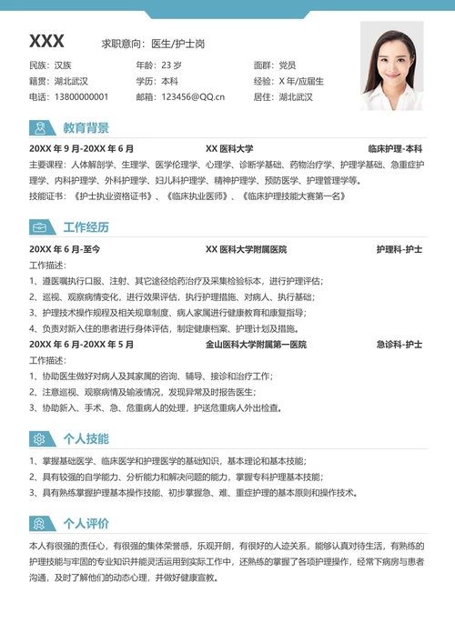 医护护士简历套装